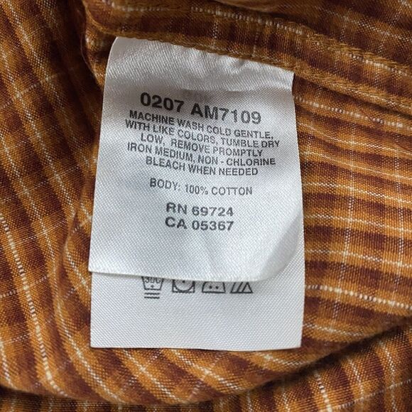 Columbia Sportswear Sz L Orange Plaid Long Sleeve Button Up Shirt AM7109 Cotton - Picture 8 of 9
